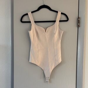Abercrombie & Fitch Cream Sweetheart Neck Bodysuit
